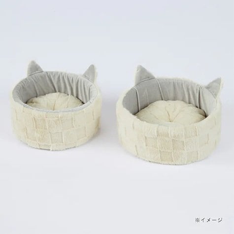 猫丸型ベッド チェッカーボードアイボリー