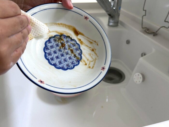 カレーライスを食べたあとの皿に使いました