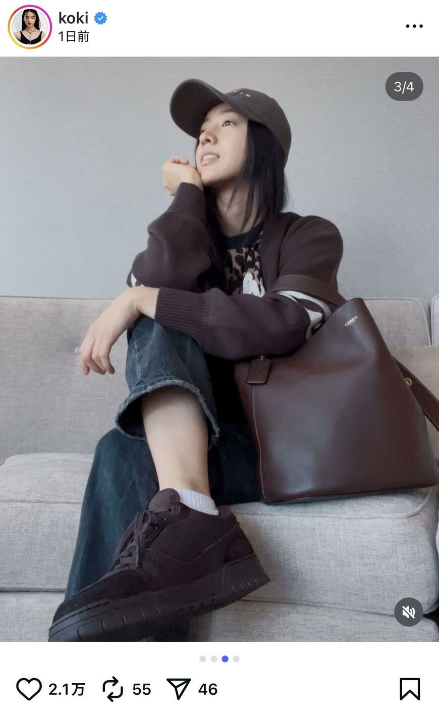 出所：Kōki,のInstagram（＠koki）参照日：2025年9月16日