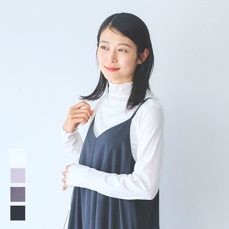 シアーコットンハイネックトップス