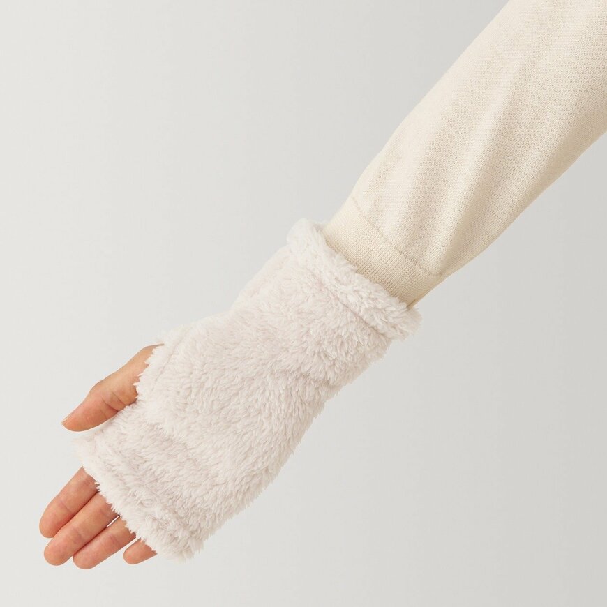 無印良品 再生ポリエステル ボアフリース ハンドウォーマー