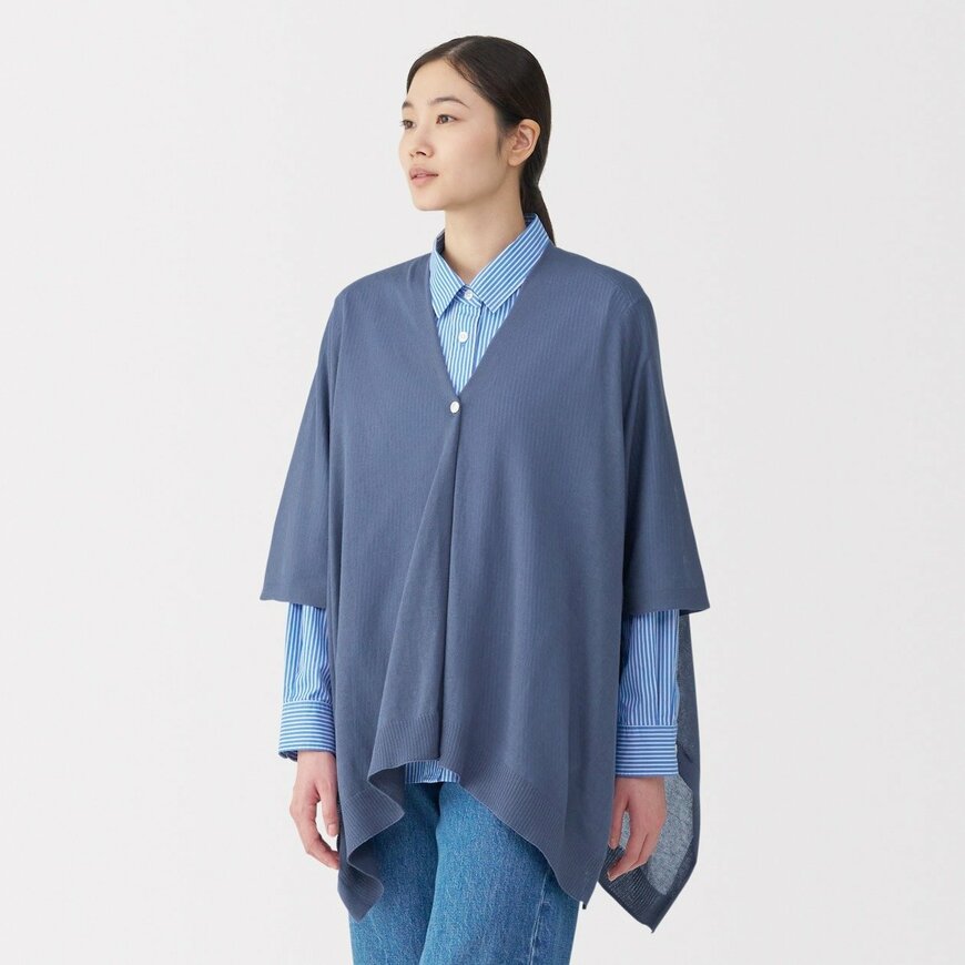 無印良品公式　UVカット　強撚コットン　ボレロ　ボタン付き