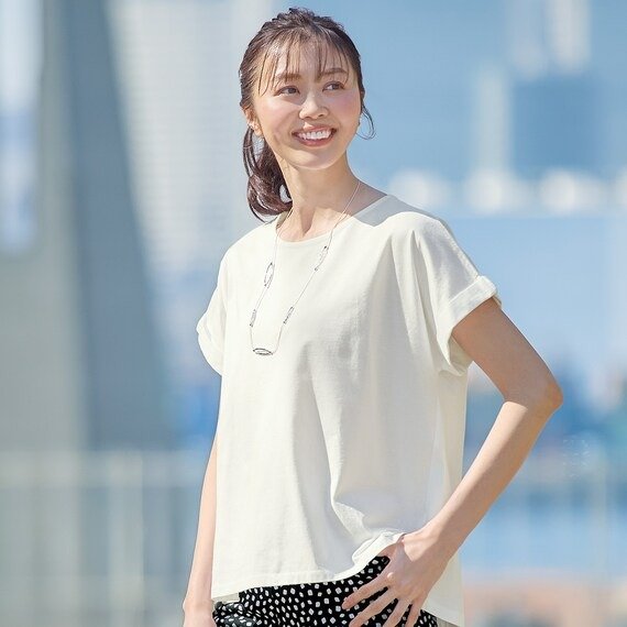 ニトリ公式　接触冷感UVカットUSAコットンバックタックTシャツ