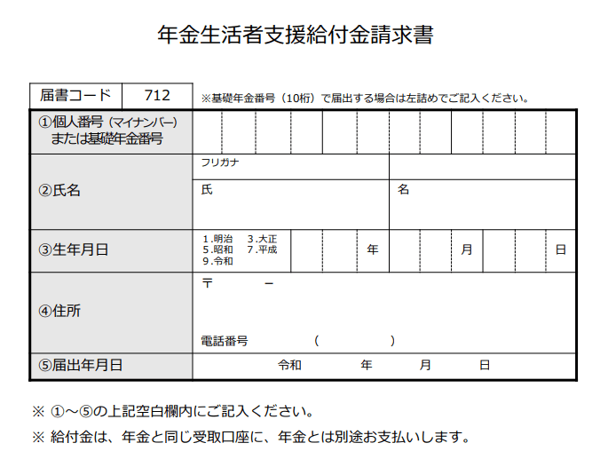 出所：日本年金機構「年金生活者支援給付金請求書」