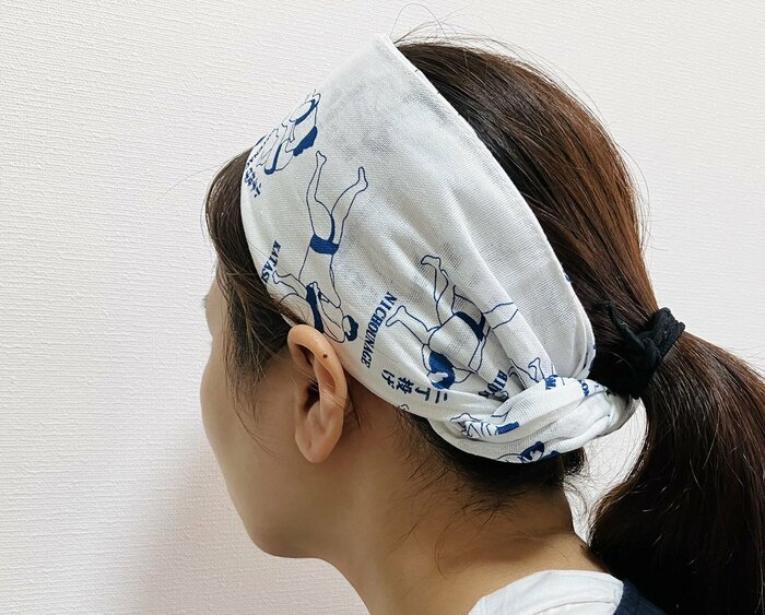 バンダナとして使用したてぬぐい