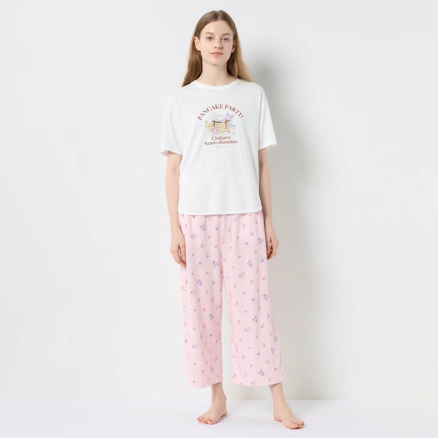 出所：ユニクロ公式　スイーツコレクション ラウンジセット（半袖）ホワイト