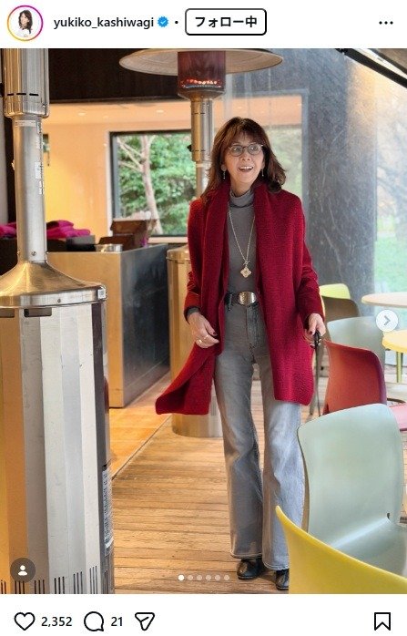 出所：柏木由紀子のInstagram（＠yukiko_kashiwagi）　参照日：2026年3月31日