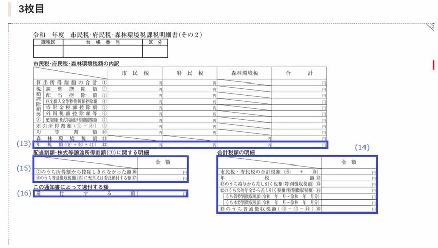 住民税決定通知書(普通徴収)3枚目