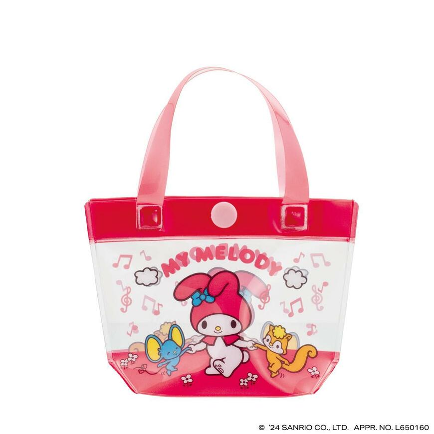 出所：株式会社バンダイ　ベンダー事業部「サンリオキャラクターズのなつかしいプールバッグ風デザインのクリアポーチがガシャポン(R)に登場！『サンリオキャラクターズ プールバッグ風ミニポーチ』発売！」