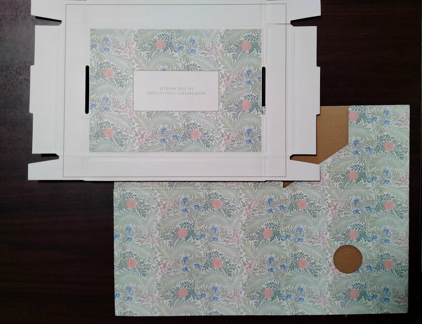 筆者撮影（セリア、ふた付ペーパーボックス マスターピースコレクション/WM）