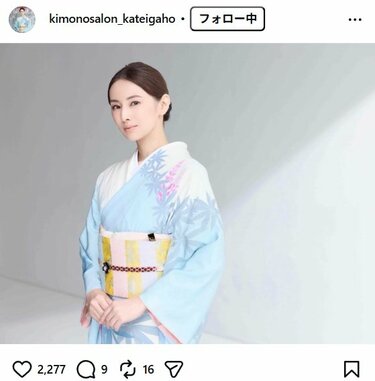 39歳 北川景子 気品あふれる水色着物姿に「なんて綺麗」「夏着物の極み