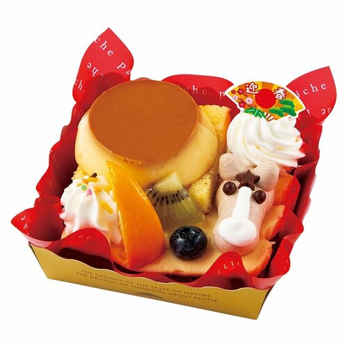 かわいい干支のプリンアラモード