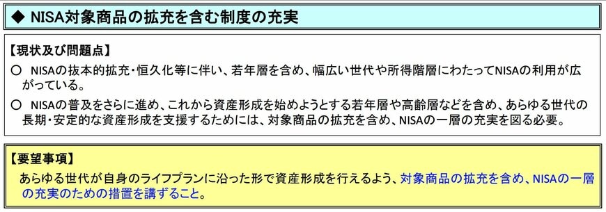 出所：金融庁「令和８（2026）年度　税制改正要望について」