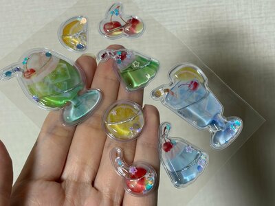 セリア、ウォーターシール スパンコール入り メルティ―クリームソーダ商品画像