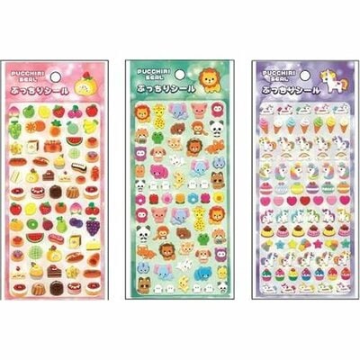 ぷっくり素材感がかわいい「ぷっちりシール　ハピルンワールド」（110円）