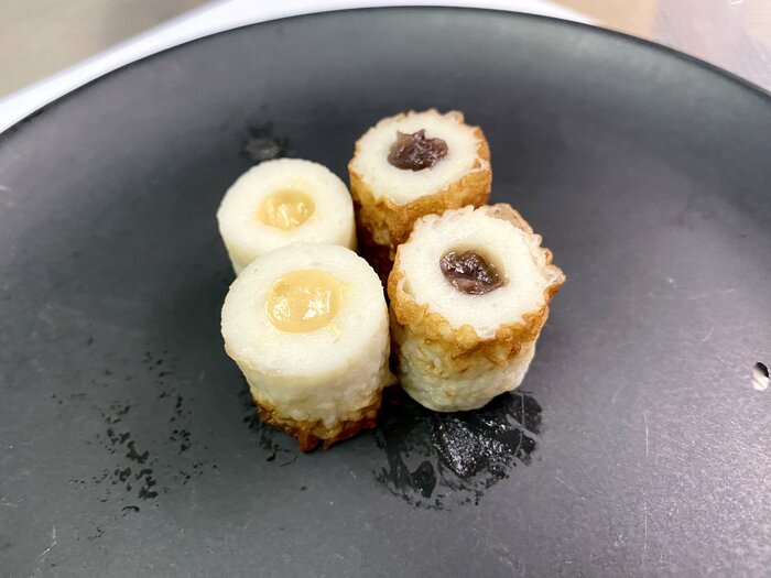 あんことピーナツバターを詰めたちくわ