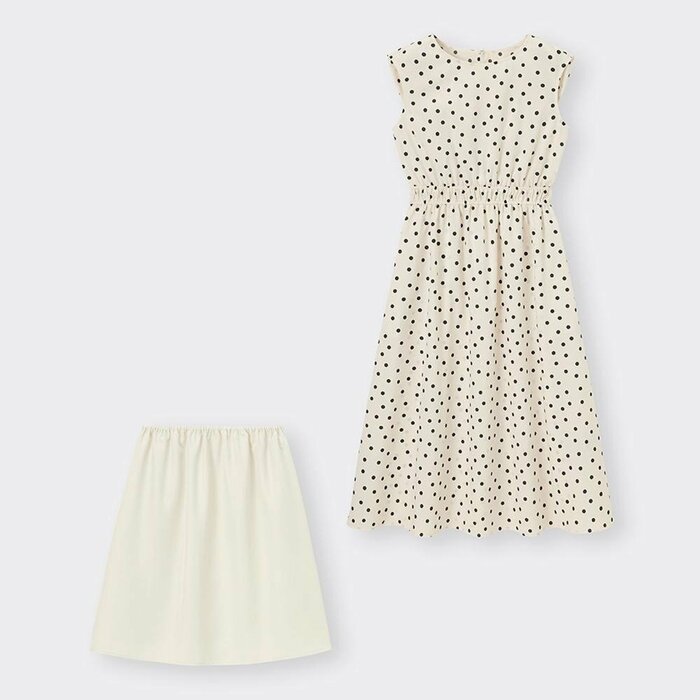 GU公式　ドットプリントワンピース(ノースリーブ)Z