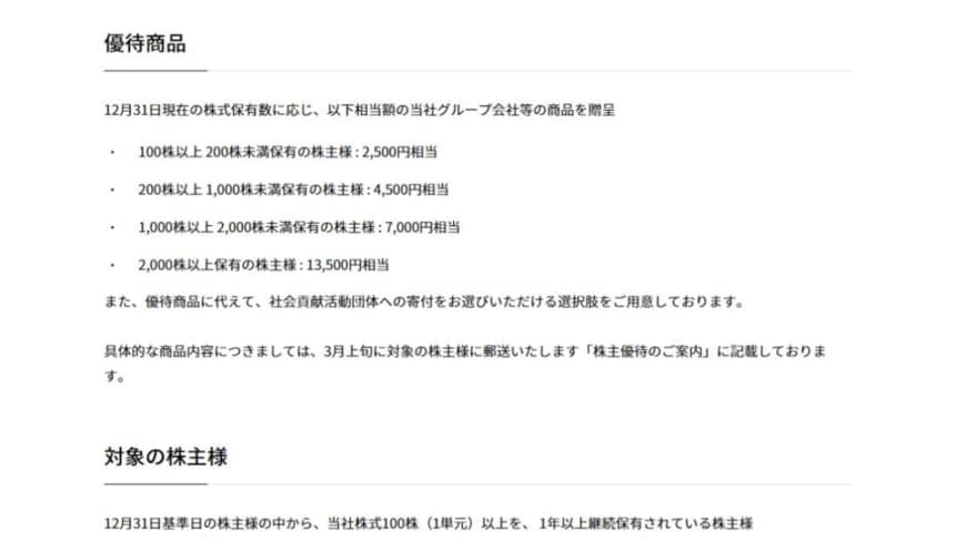 出所：日本たばこ産業株式会社「株主優待」
