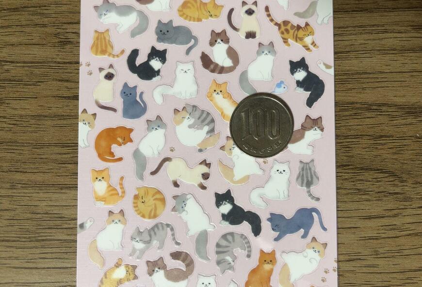 筆者撮影（セリア、デザインシール 猫いっぱい）