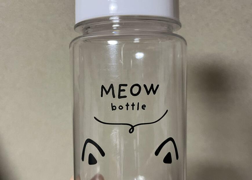 筆者撮影（セリア、キューティーズ 耳付きドリンクボトル 380ml）