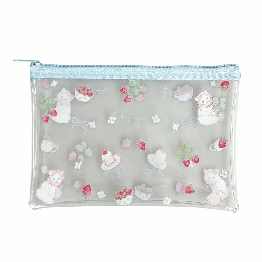 出所：ワッツ公式　NAPPYコラボ amour ビニールフラットポーチ ブルー