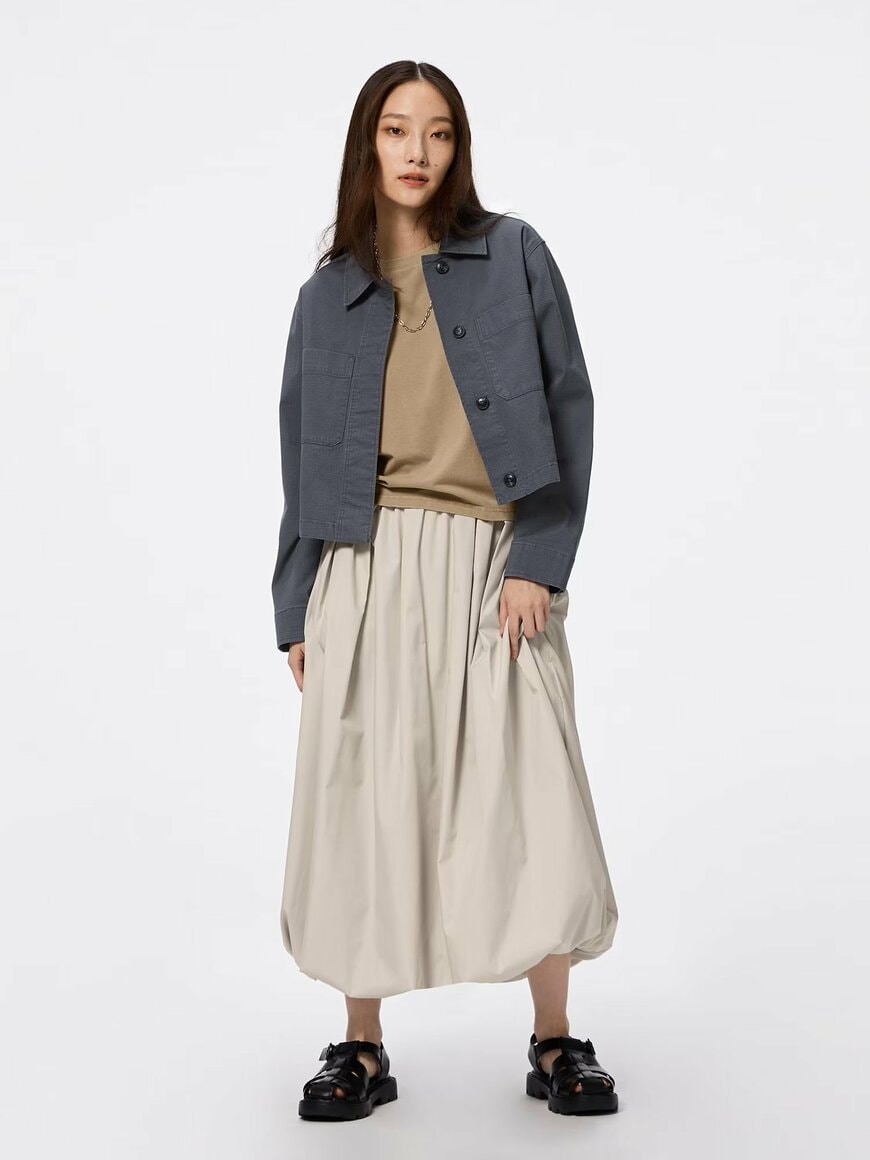 GU公式 バブルヘムミディスカートの画像