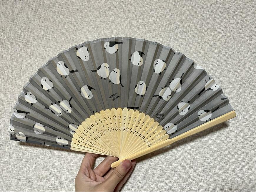 キャンドゥ、扇子21cm(シマエナガ柄)画像