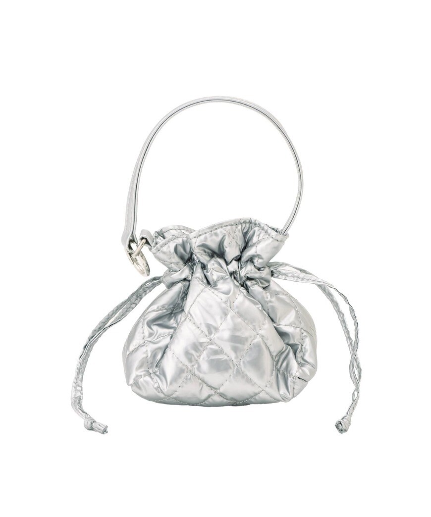 出所：3COINS公式　メタリックミニ巾着ポーチ