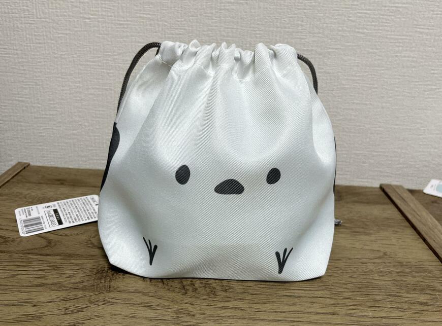 セリア、ランチ巾着シマエナガ画像