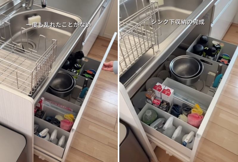 美しく整ったシンク下収納の完成