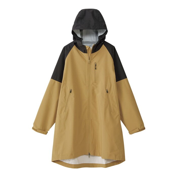 レディース高撥水フーデッドロングレイン