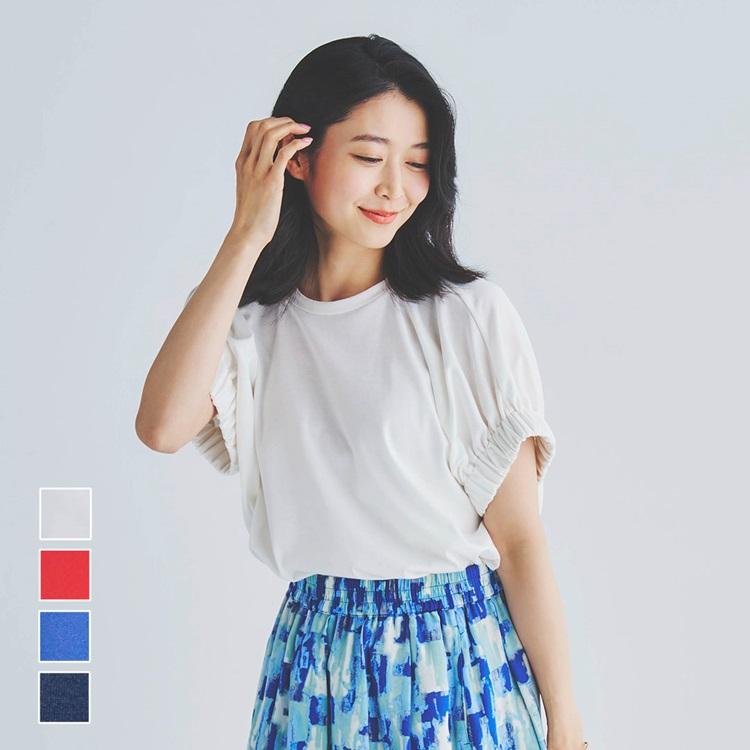 出所：ケユカ公式　【すごナノ撥水】スリーブギャザーＴシャツ