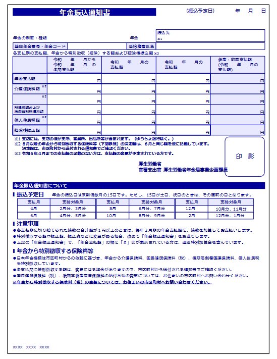 年金振込通知書