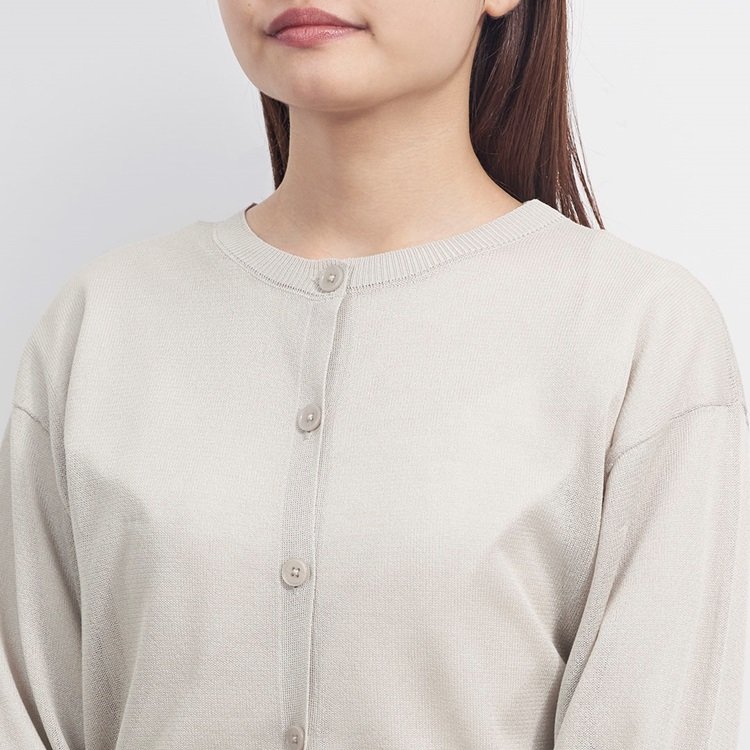 クルーネックシアーニットカーディガン