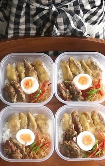 完成した「シイラのカレー揚げ弁当」