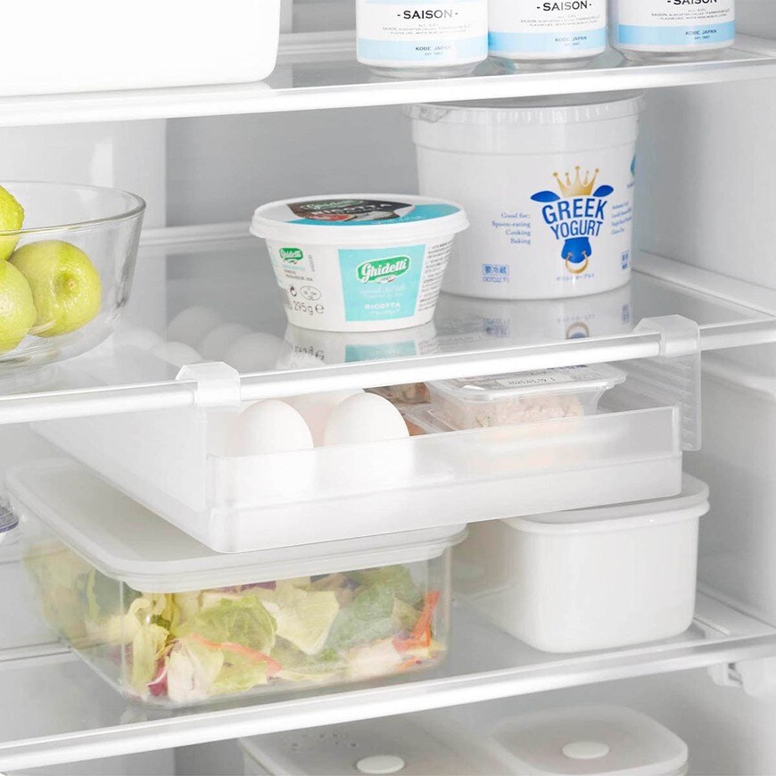 出所：山崎実業公式　冷蔵庫中棚下高さ調節卵ラック タワー