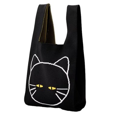 ニットトートバッグ　デコネコ