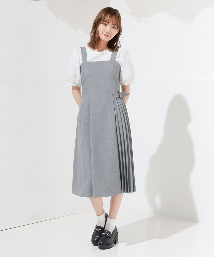 出所：ハニーズ公式通販 プリーツ切替ジャンスカ