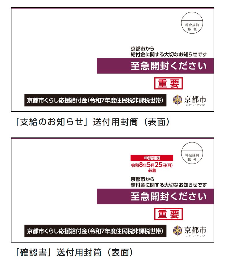 出所：京都市「京都市くらし応援給付金（令和7年度住民税非課税世帯）について」