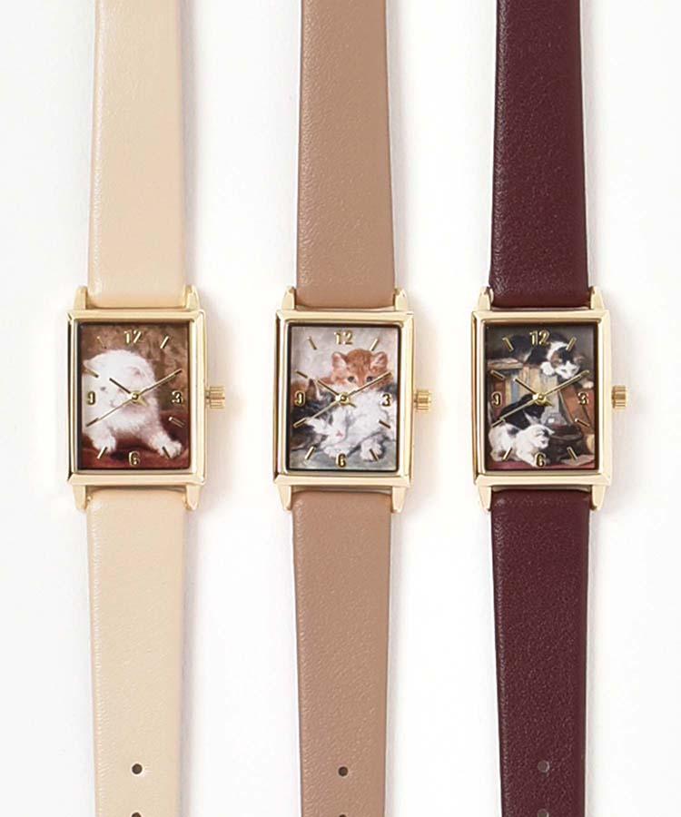 Bleu Bleuet、猫の絵画ウォッチ