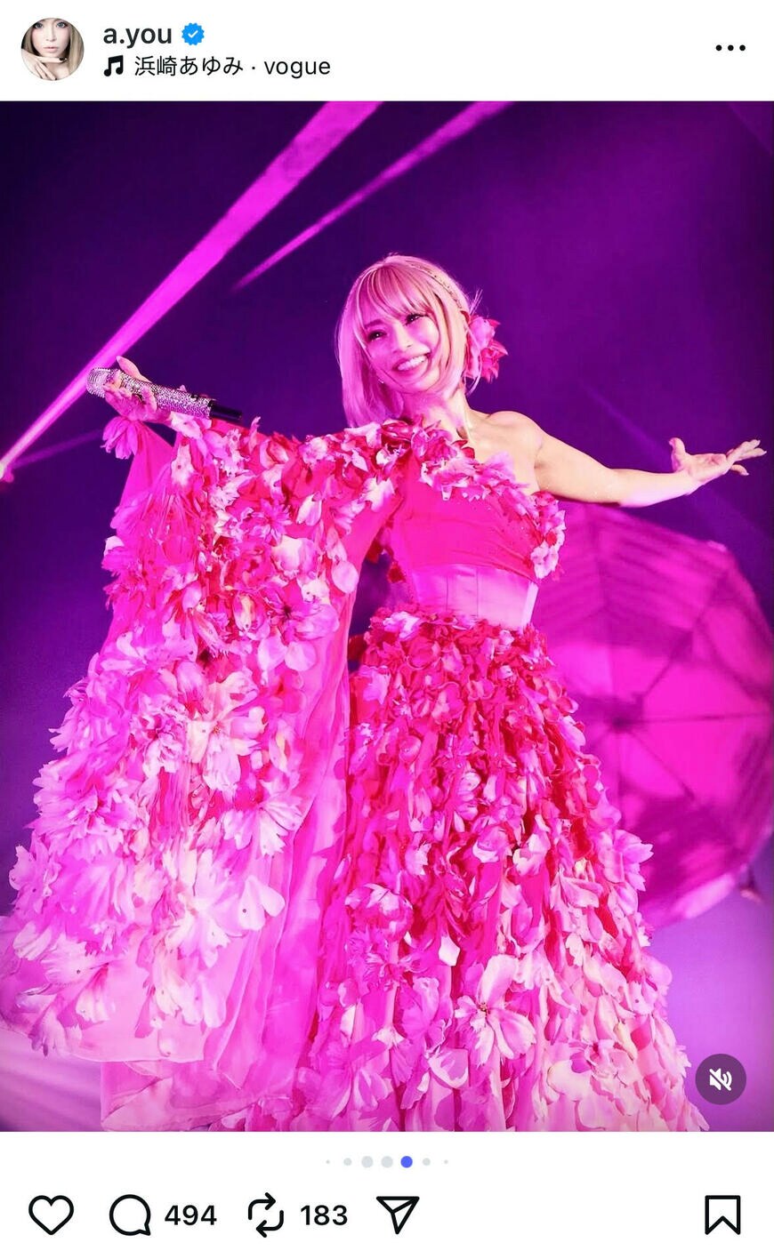 出所：浜崎あゆみのInstagram（＠a.you）参照日：2025年8月15日