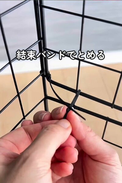 結束バンドで角を固定