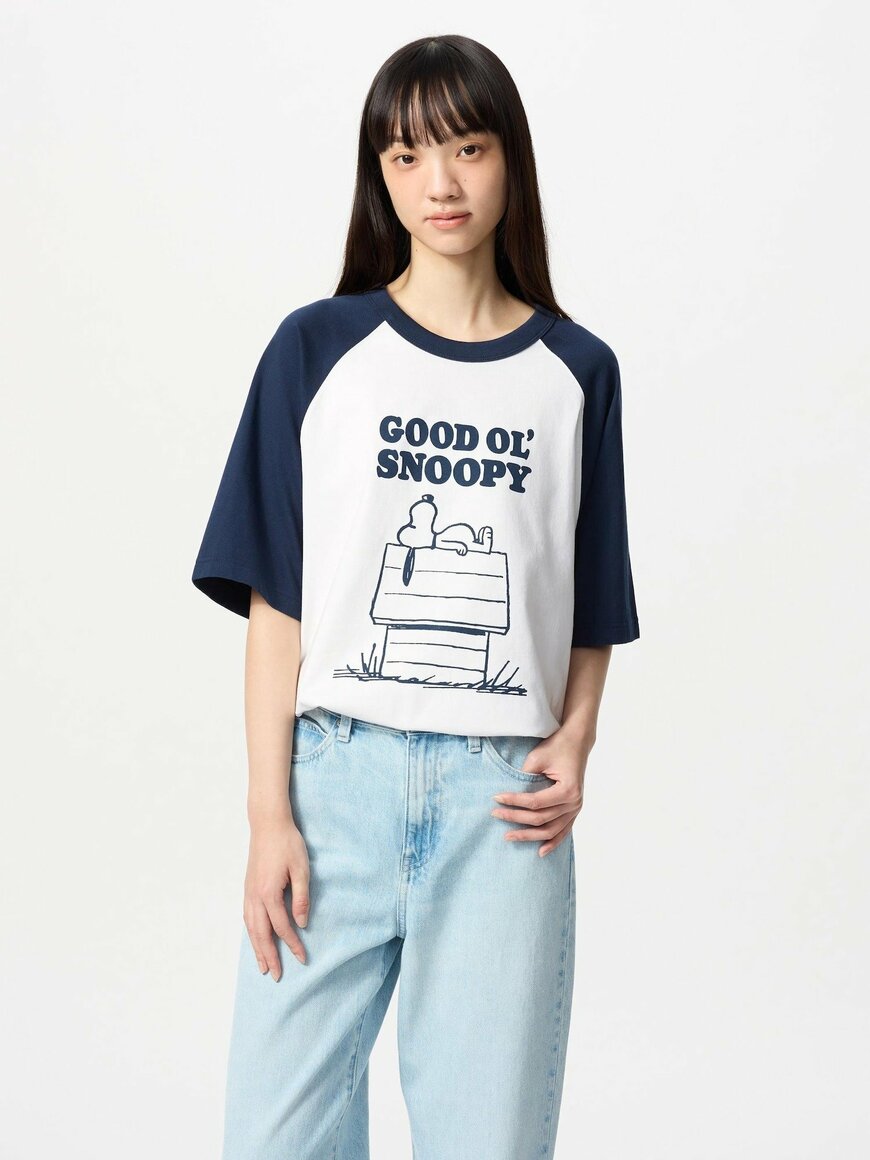 ユニクロ ピーナッツ UT/オーバーサイズフィット(ネイビー)