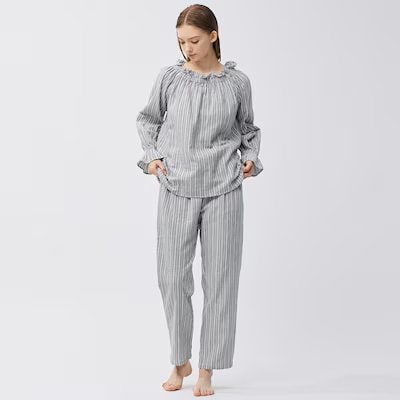 オーガニックコットンプルオーバーパジャマ長袖&ロングパンツ+E