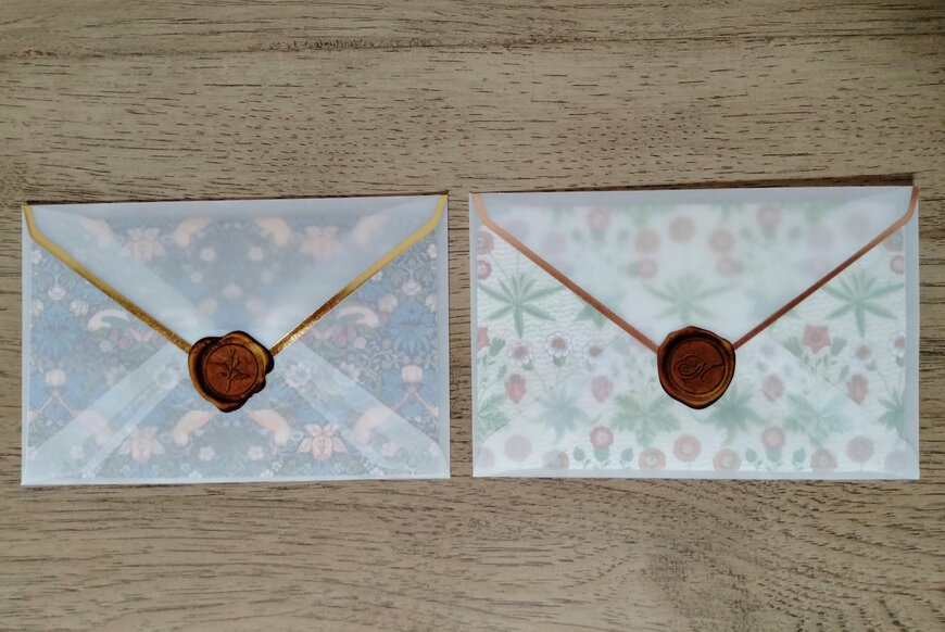 筆者撮影（セリア、レターセット 4セット シール付 ウィリアム・モリス）