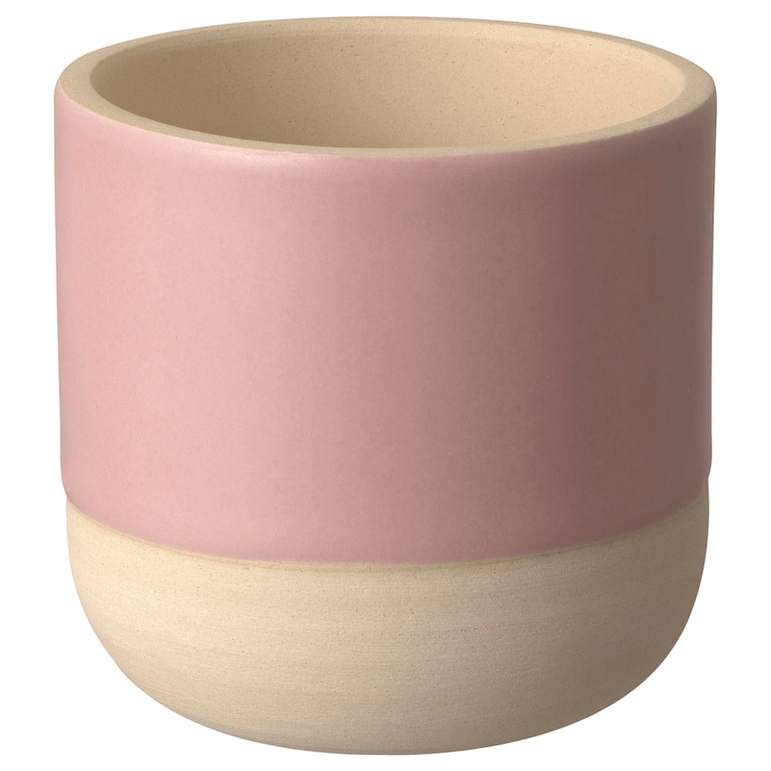 ソフトピンクとベージュのせっ器の鉢カバー