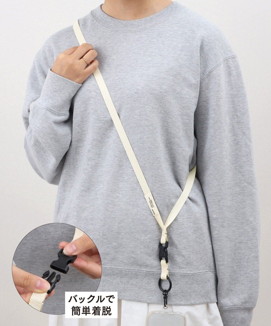 3COINS公式　平紐バックル付きスマホショルダー　画像