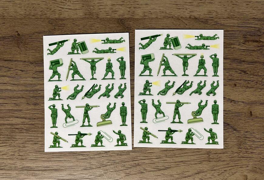 セリア、フィルムダイカットシール トイソルジャー柄 46片商品画像