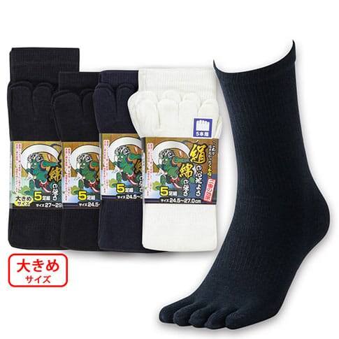 絹の心地よさ綿の強さ5本指靴下5足組