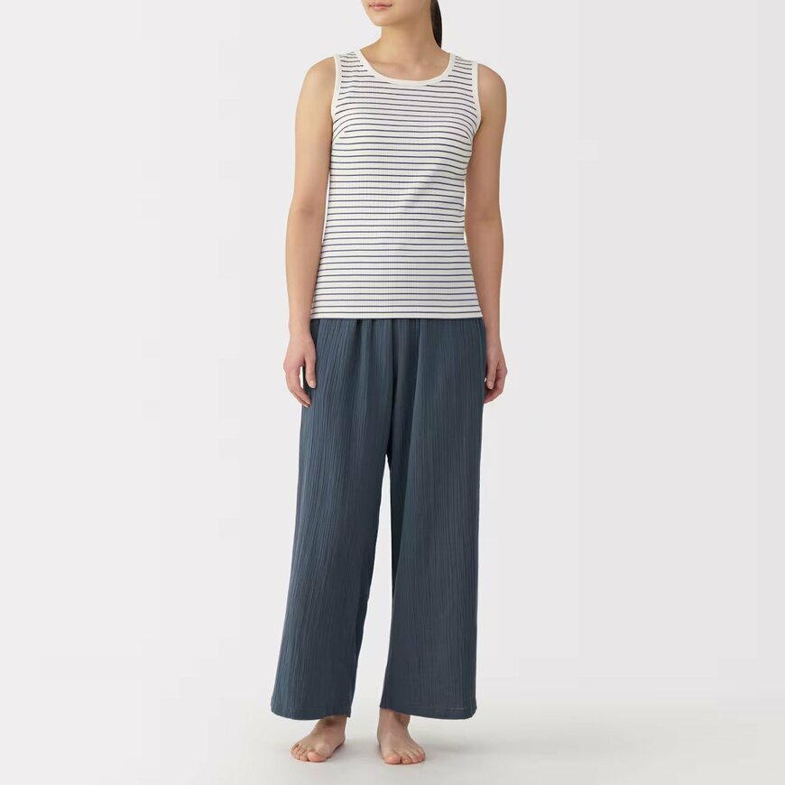 出所：無印良品公式　楊柳ガーゼ　ロングパンツ